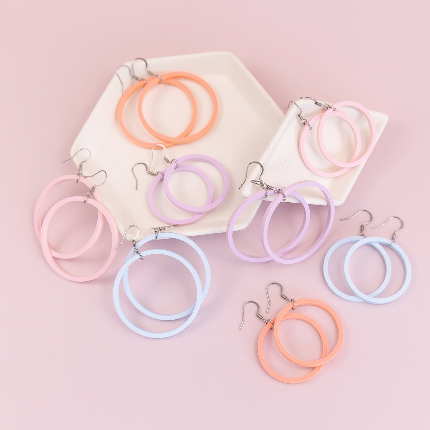 THE STAPLE HOOP in Pink/ Lightweight Acrylic Statement Earrings