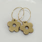 Leather Gold Daisy Hoop Earrings