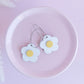 Retro Leather Daisy Hoops in White Lightweight Statement Earrings