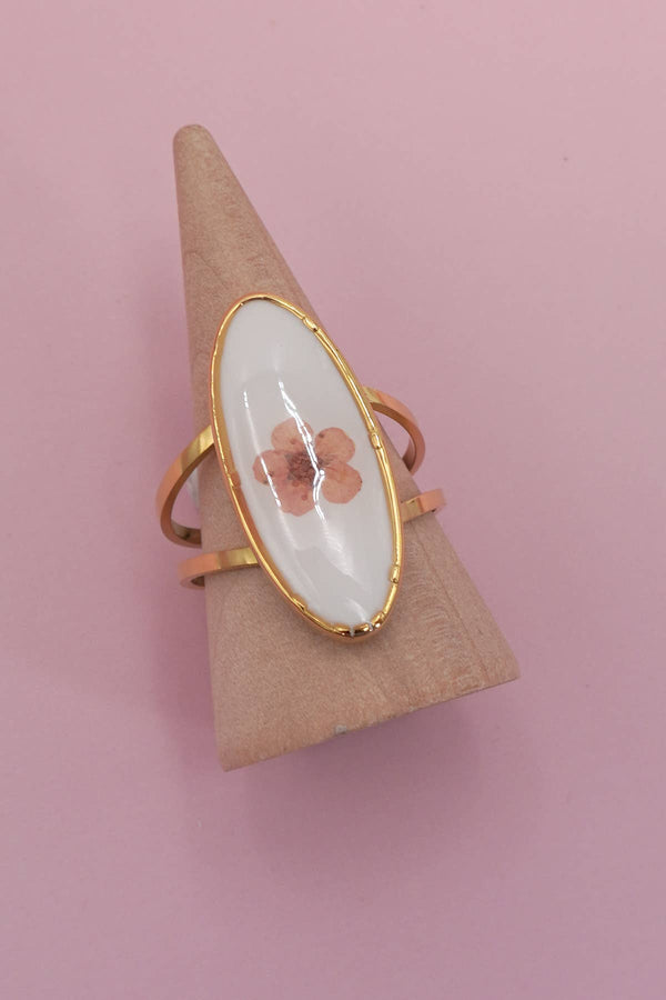 18k Stainless Pressed Flower Ring