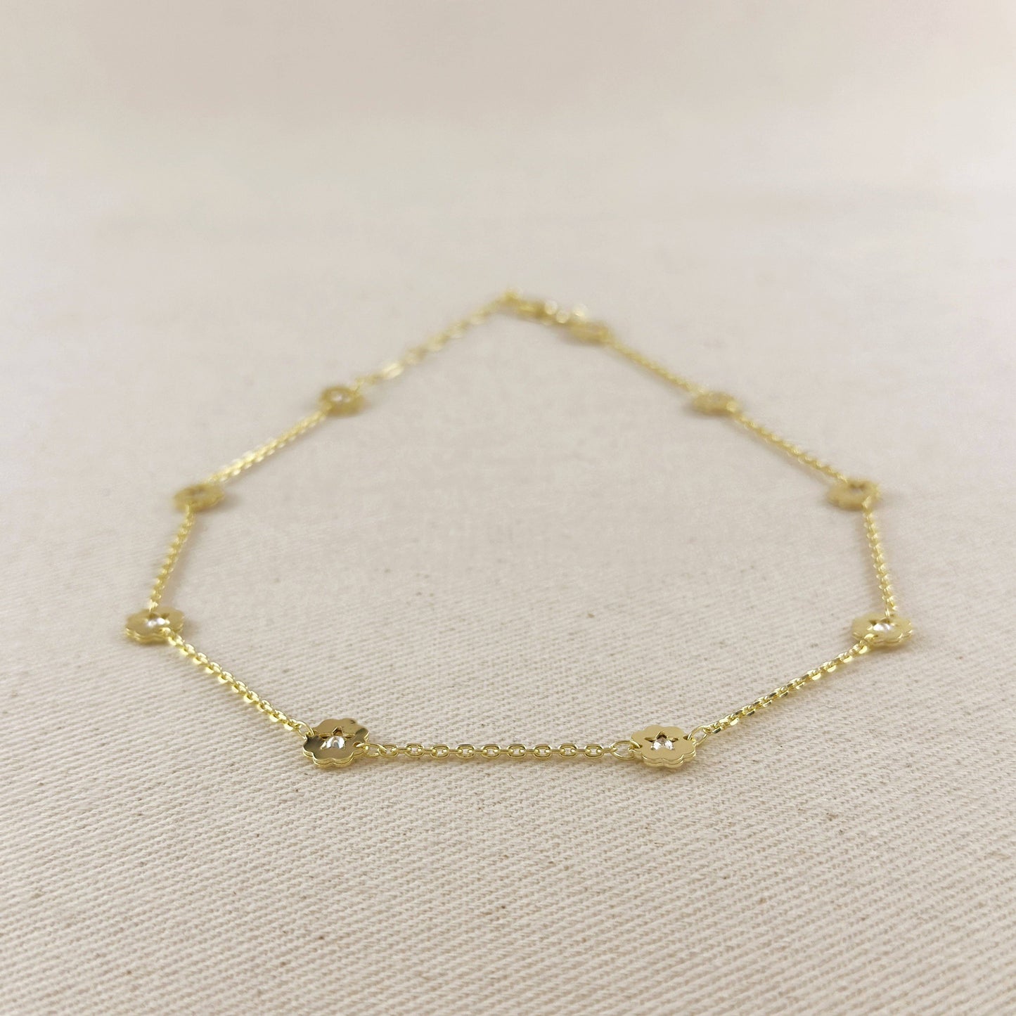 18k Gold Filled Flower CZ Necklace