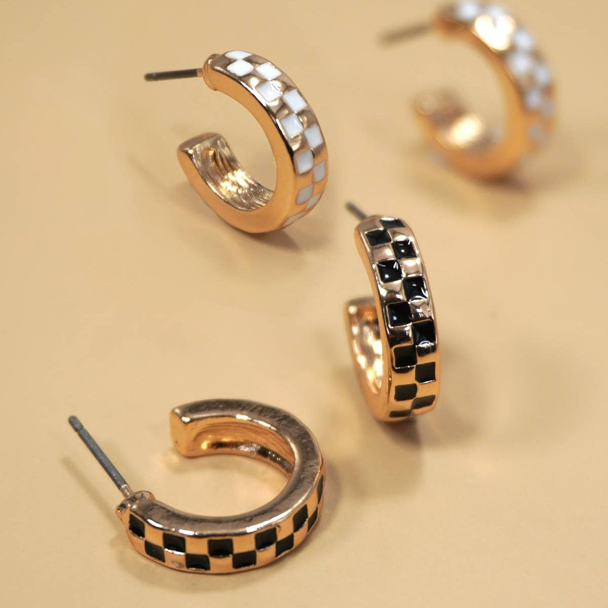 Staple Gold & Black Checkered Hoops