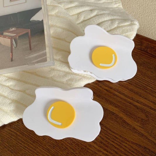 Playful Fried Egg Shaped Hair Claw Clip