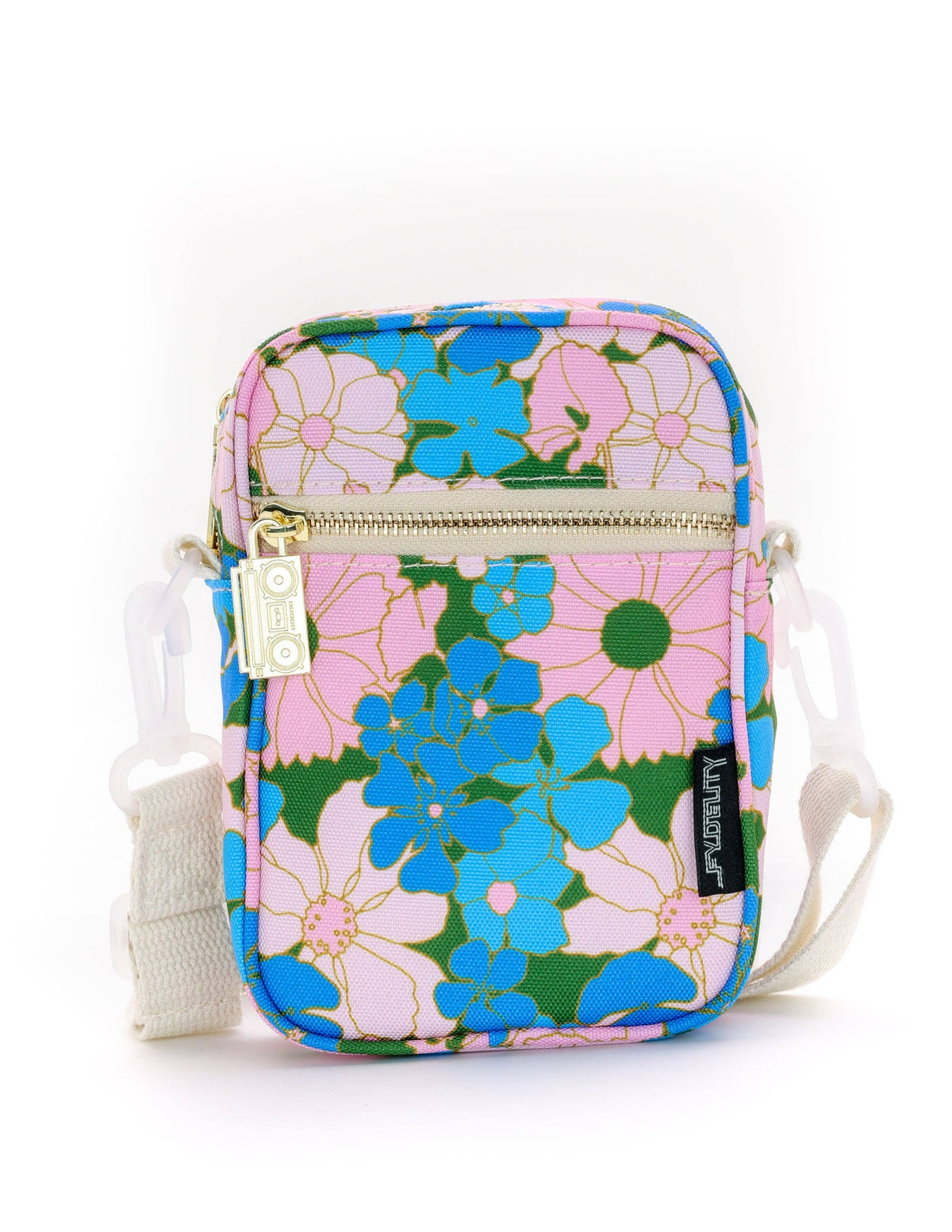 Pink Blue Floral Small Crossbody Bag Brick