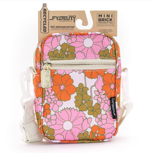 Floral Orange & Pink Mini Brick Bag Recycled RPET