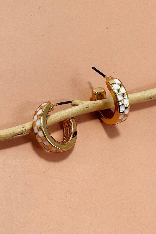 Gold + White Checkered Hoops