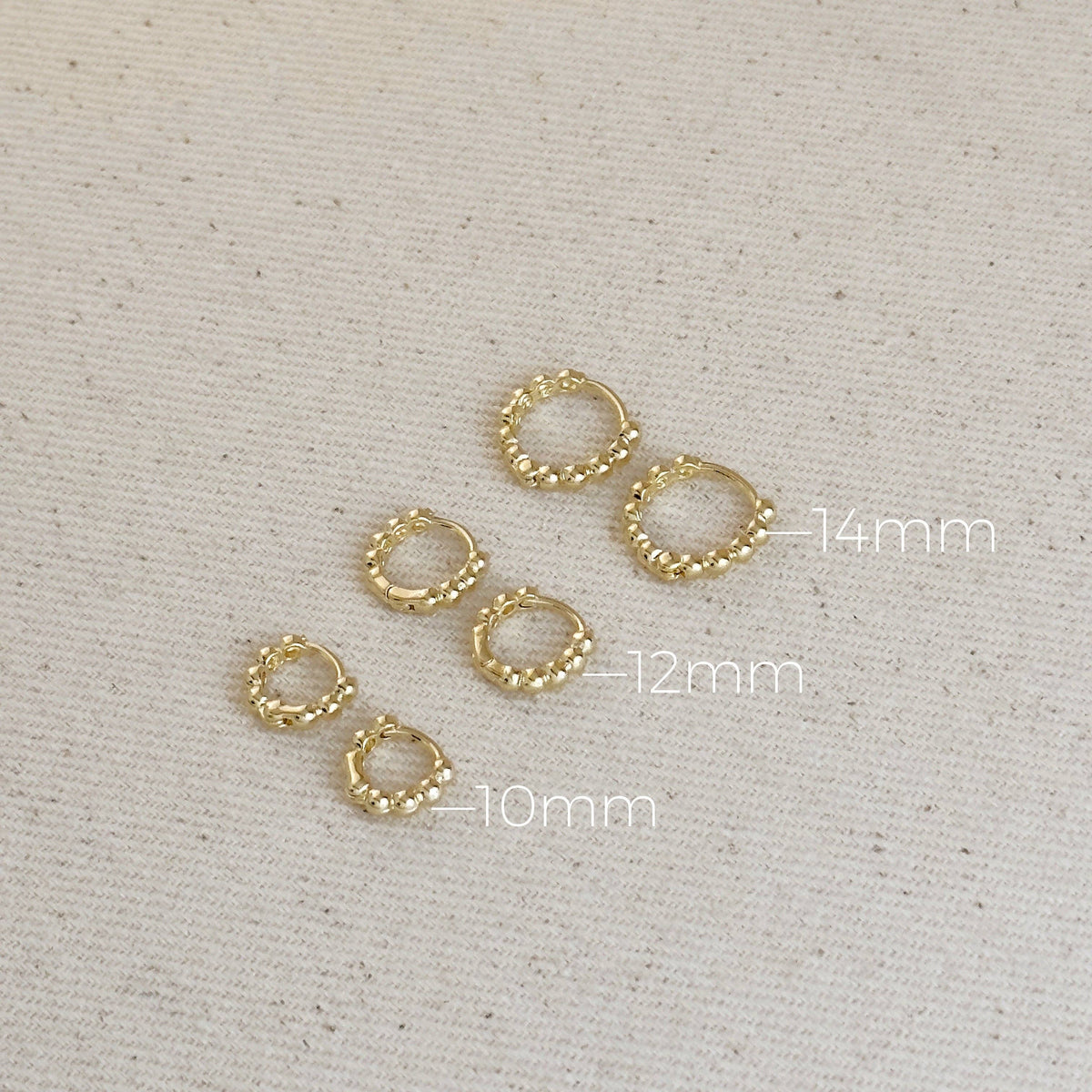 18k Gold Fill Mini Beaded Clicker Hoops 12mm