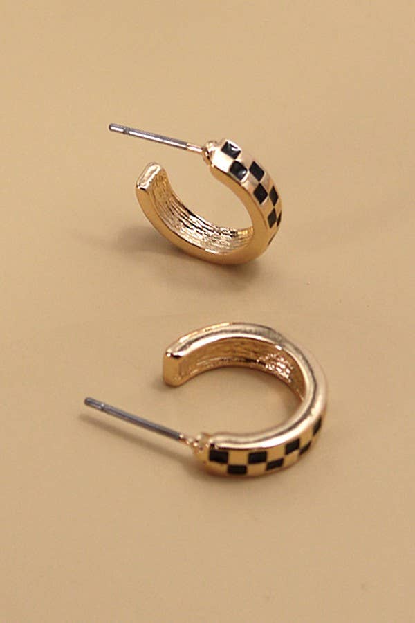 Gold + White Checkered Hoops