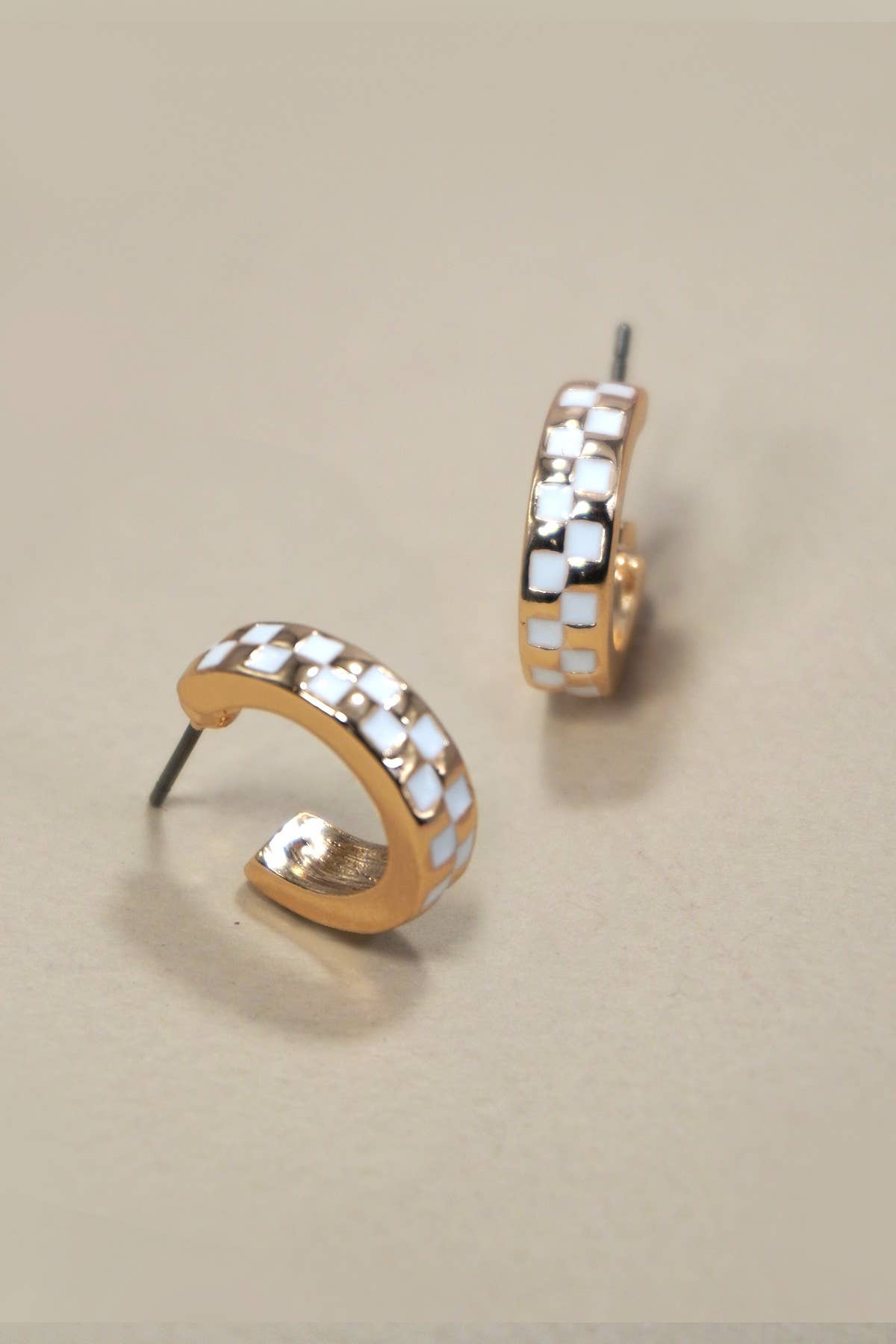 Gold + White Checkered Hoops