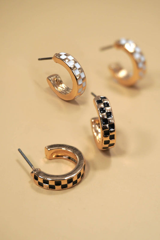 Gold & Black Checkered Hoops