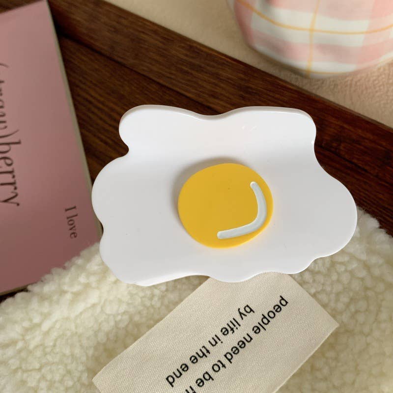 Playful Fried Egg Shaped Hair Claw Clip