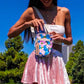 Pink Blue Floral Small Crossbody Bag Brick