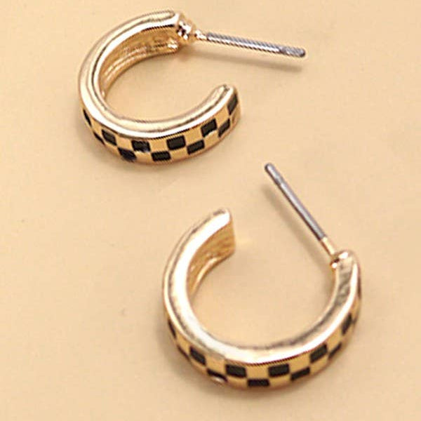 Staple Gold & Black Checkered Hoops