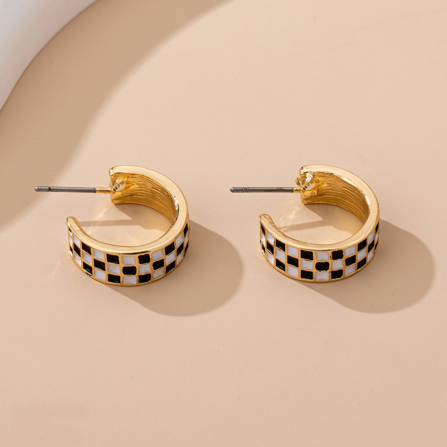 Black & White Checkered Epoxy Hoops