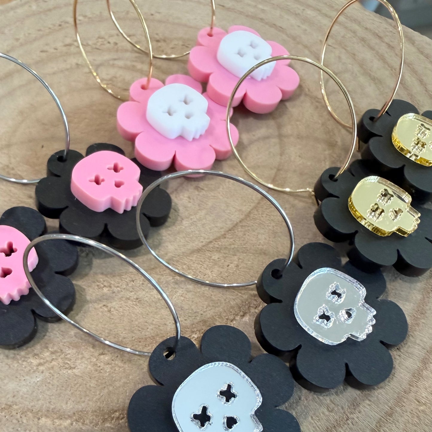 Benrik Orginals Flower Skull Hoops