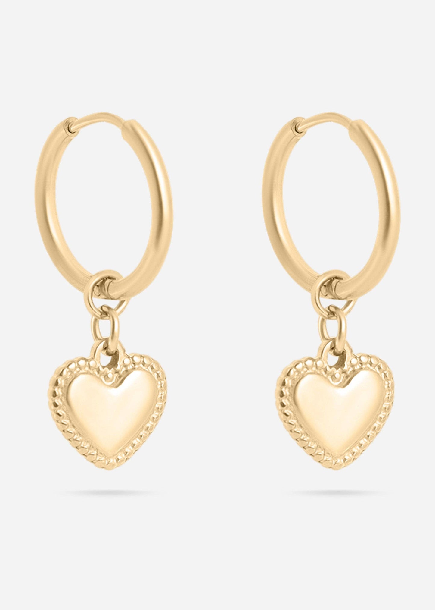 Waterproof 18K Gold Heart Huggie Hoops