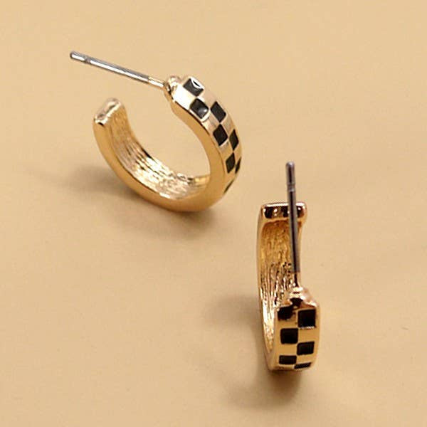 Staple Gold & Black Checkered Hoops