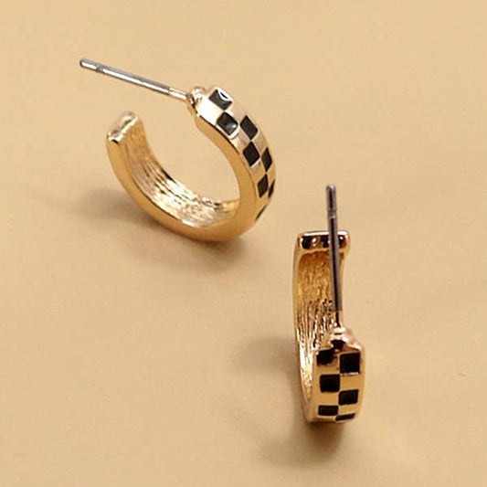 Staple Gold & Black Checkered Hoops