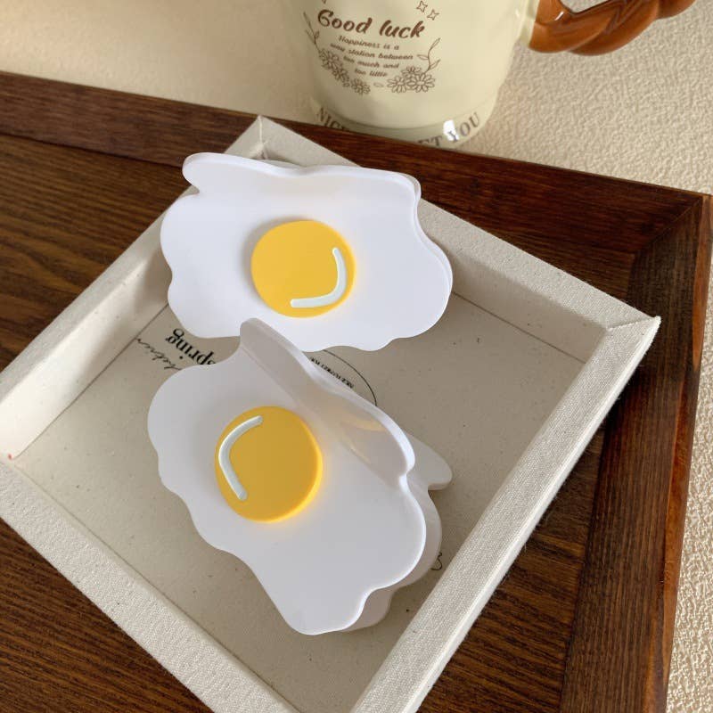 Playful Fried Egg Shaped Hair Claw Clip