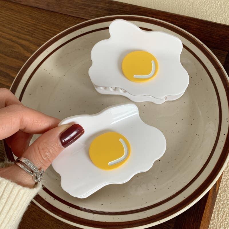 Playful Fried Egg Shaped Hair Claw Clip