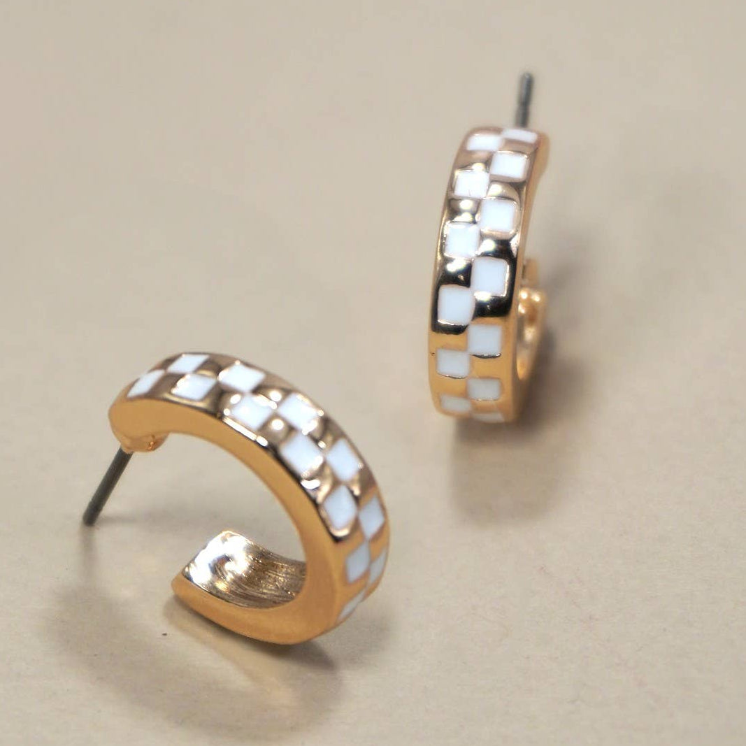 Staple Gold & White Checkered Hoops