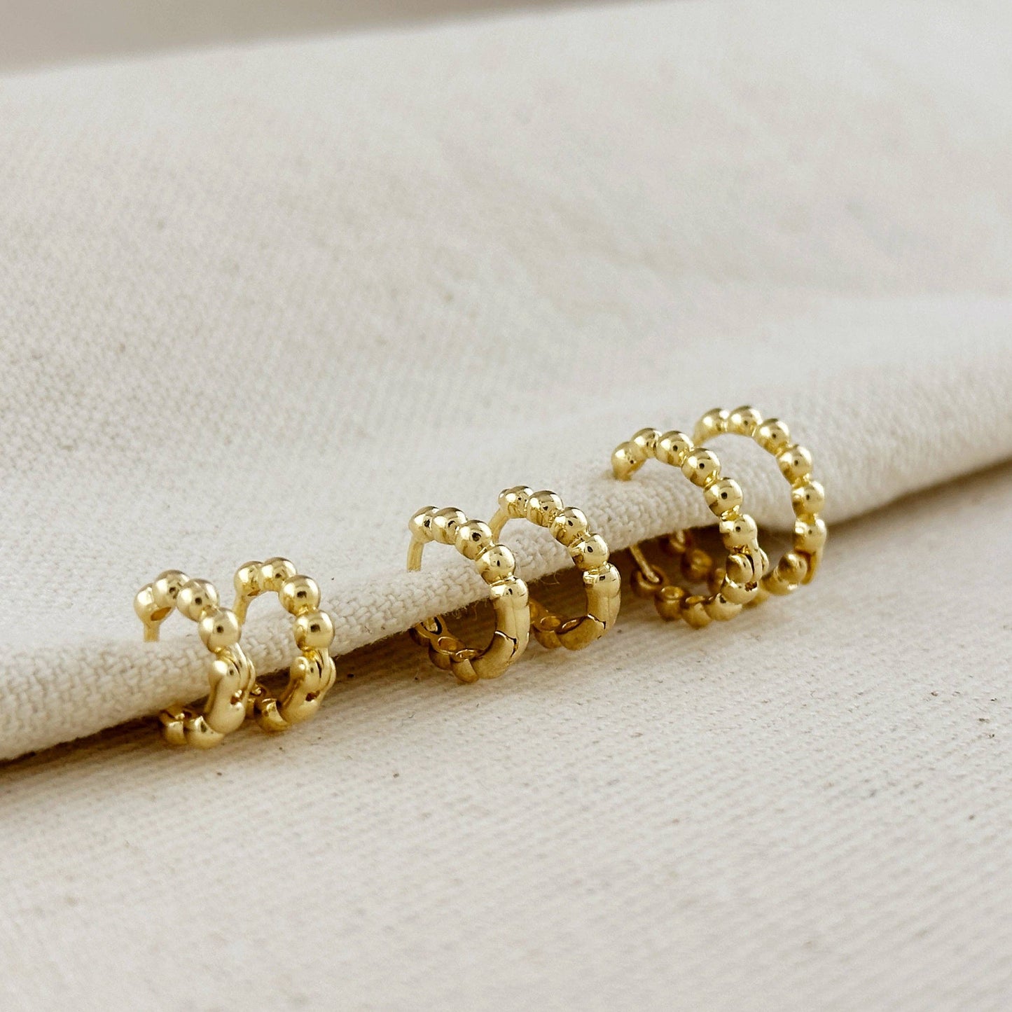 18k Gold Filled Mini Beaded Clicker Hoops 12mm