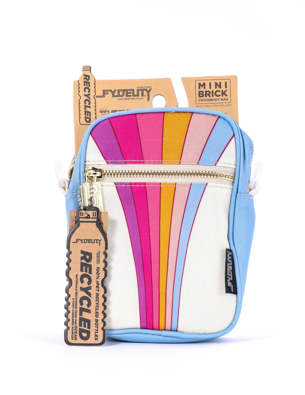 Retro Print Pastel Stripe Mini Crossbody Bag Cute Small Purse Vintage
