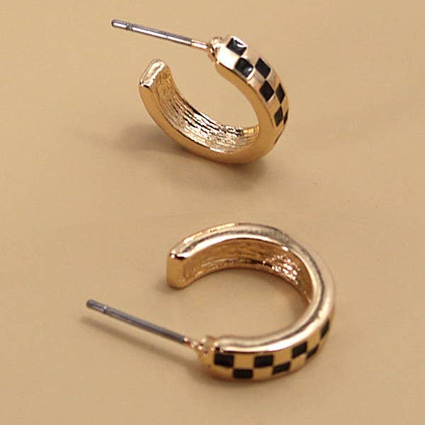 Staple Gold & Black Checkered Hoops