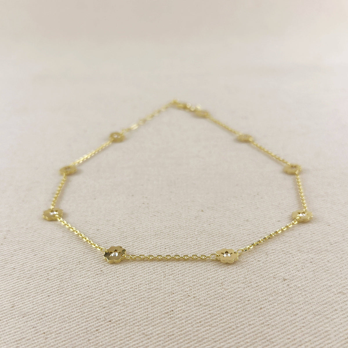 18k Gold Filled Flower CZ Necklace