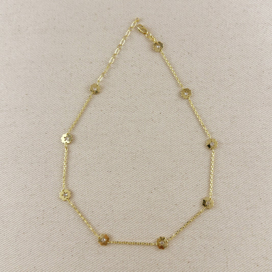 18k Gold Filled Flower CZ Necklace