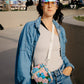 Pink Blue Floral Small Crossbody Bag Brick