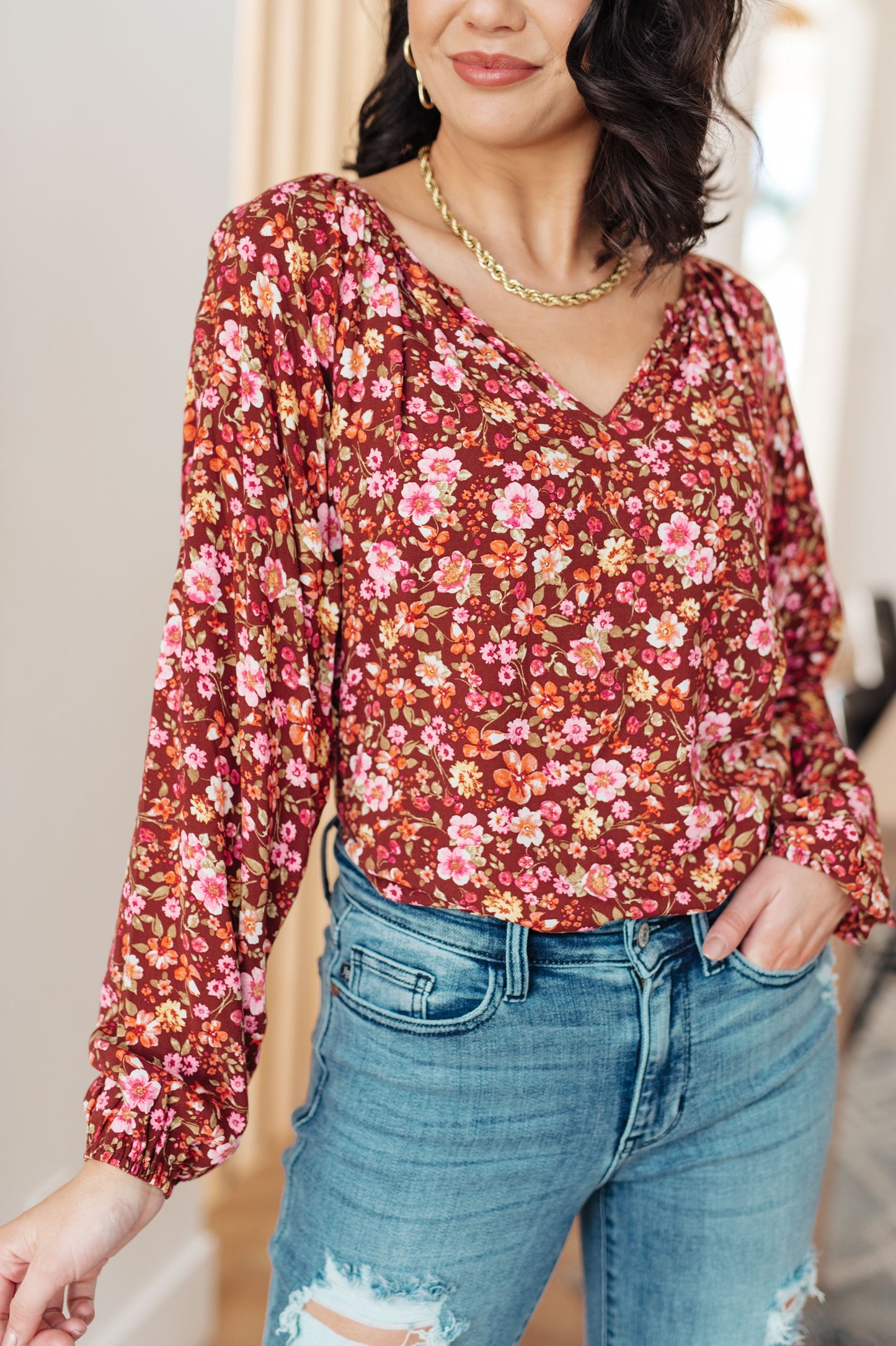 Sunday Afternoon Blouse in Rust Floral