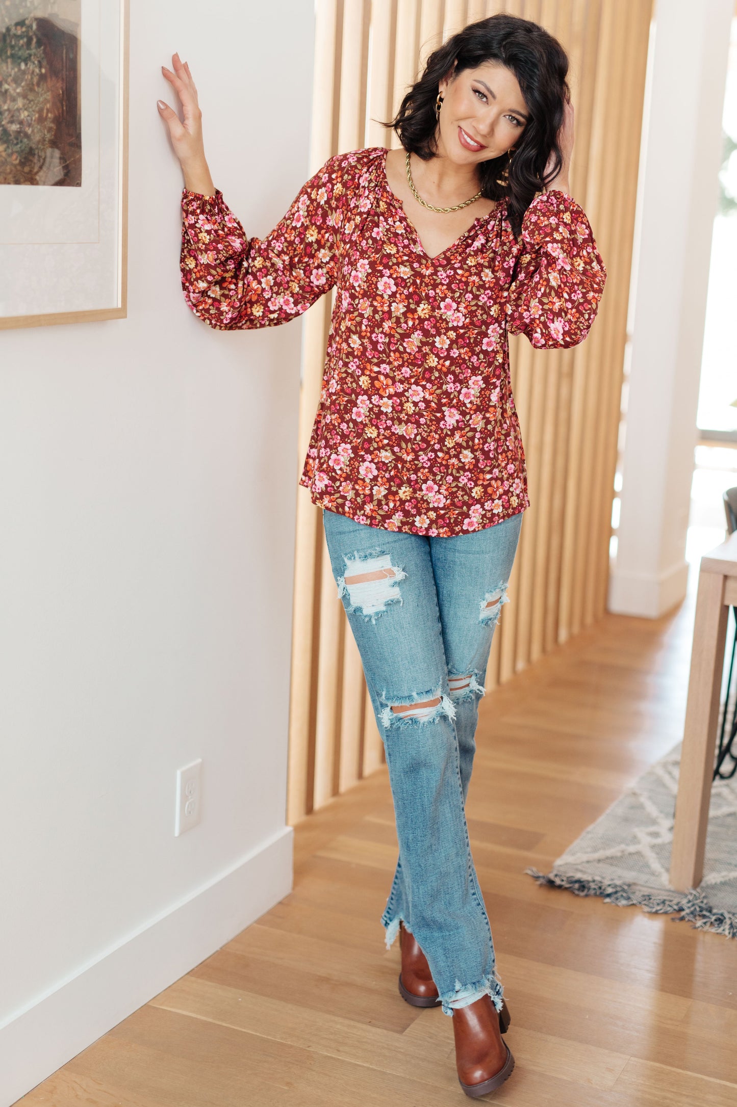 Sunday Afternoon Blouse in Rust Floral