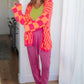 Noticed in Neon Checkered Cardigan in Pink and Orange