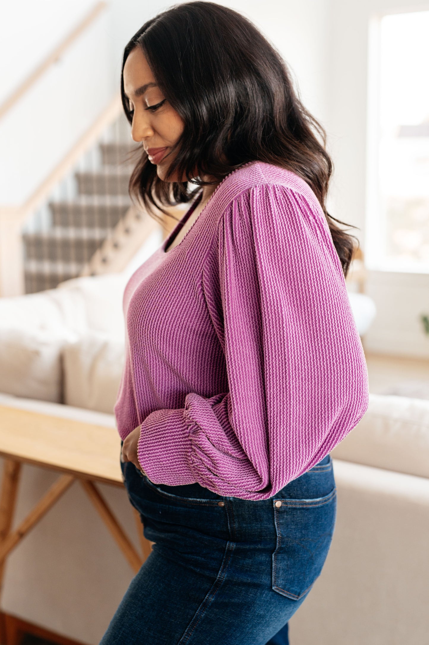 Purple Princess Balloon Sleeve Top