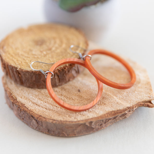 THE STAPLE HOOPS in Burnt Orange/ Lightweight Acrylic Statement Hoop Earrings