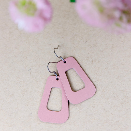 THE JUDY in Blush Pink/ Lightweight Leather Statement Earrings
