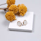 THE STUD in Cream Iridescent/ Leather Statement Earrings