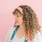 THE BEST STATEMENT EARRINGS/HEADBAND SET in Pink & Orange Wavy Checkers + Daisy Hoops