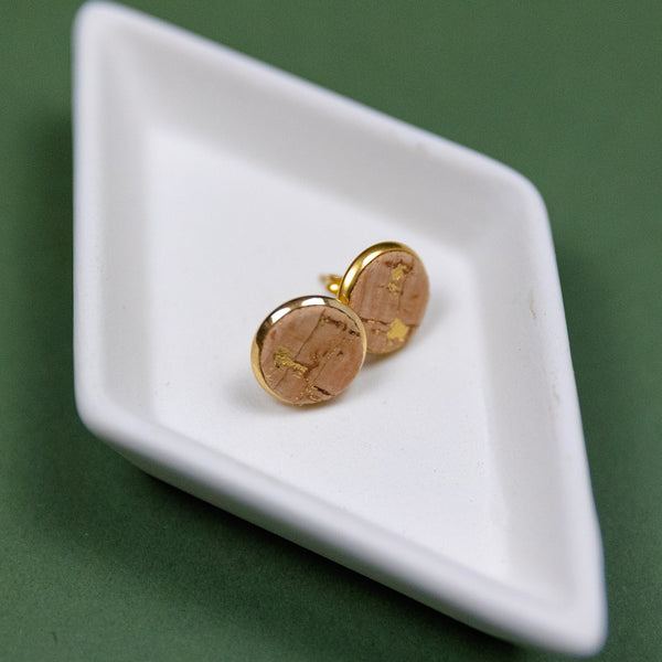 THE STUD in Gold Flecked Cork/ Cork Statement Earrings