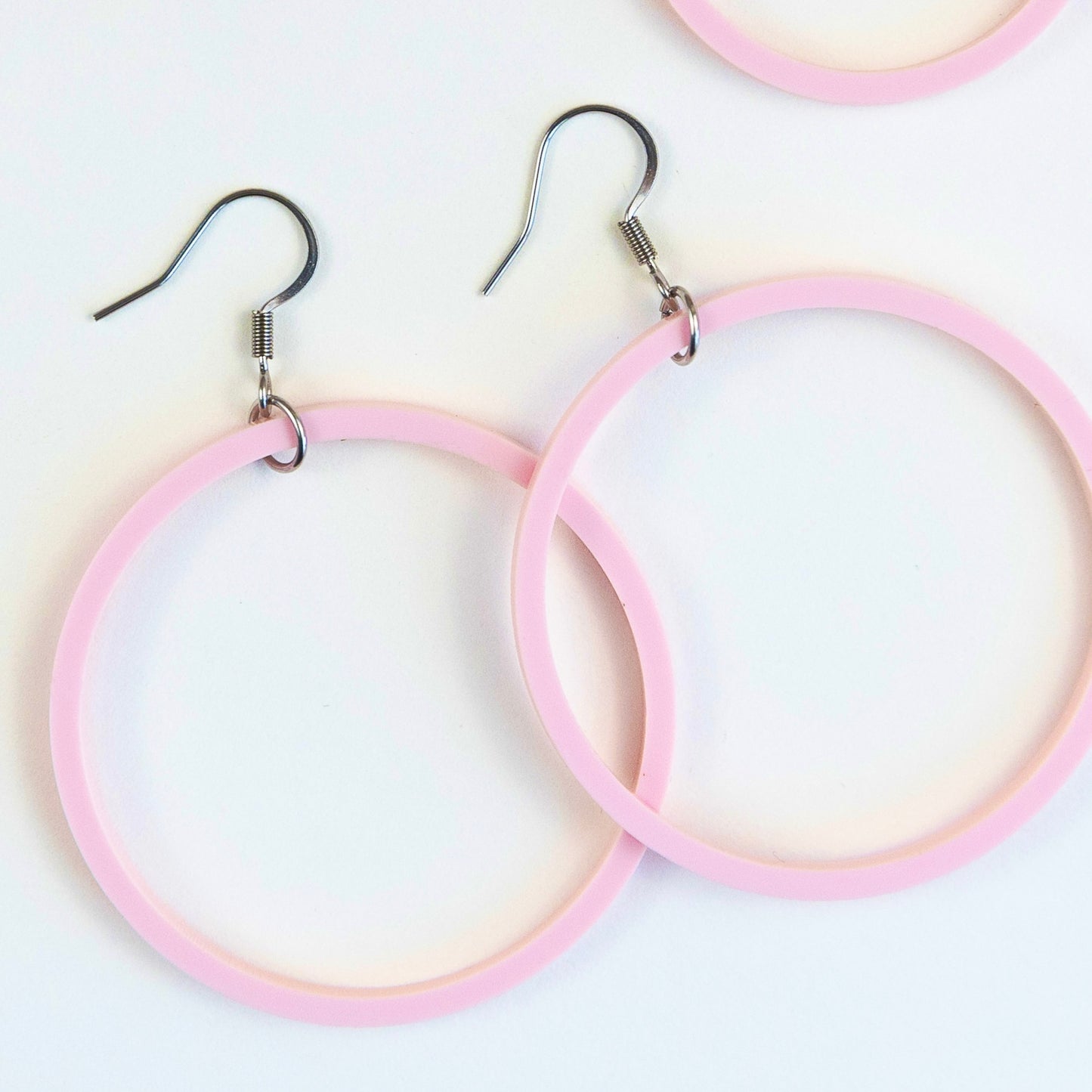 THE STAPLE HOOP in Pink/ Lightweight Acrylic Statement Earrings