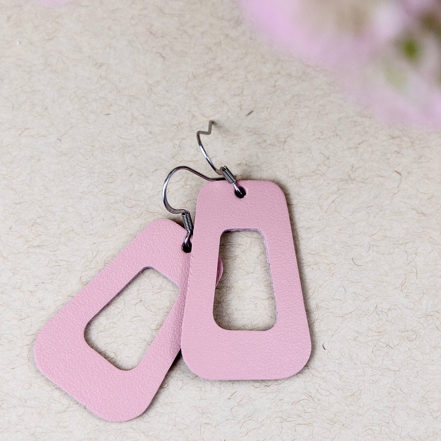 THE JUDY in Blush Pink/ Lightweight Leather Statement Earrings